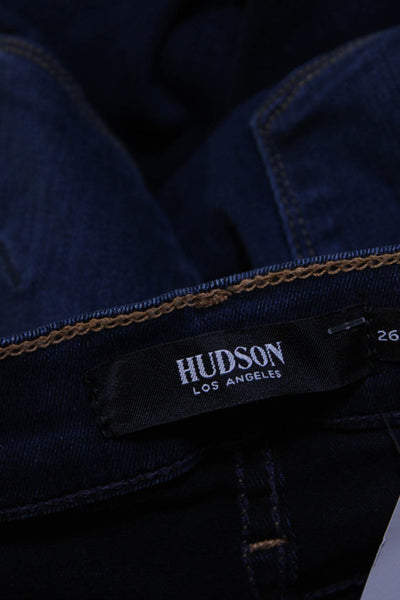 Hudson Womens Cotton Dark Wash Buttoned Bootcut Leg Jeans Blue Size EUR26