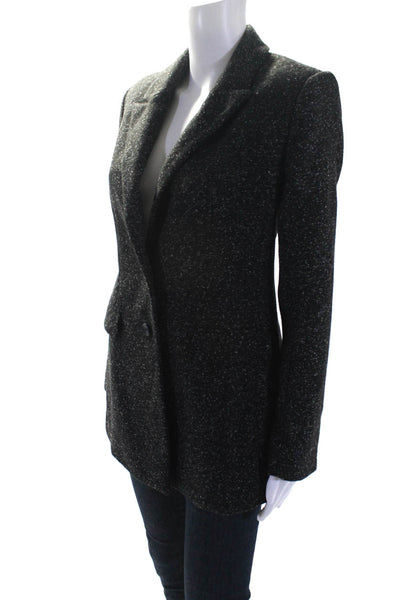 Something Navy Womens Spotted Print Buttoned Long Sleeve Blazer Gray Size XS