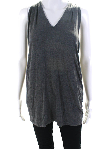 Vince Womens Stretch V-Neck Sleeveless Tank Blouse Gray Size Small