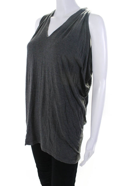 Vince Womens Stretch V-Neck Sleeveless Tank Blouse Gray Size Small