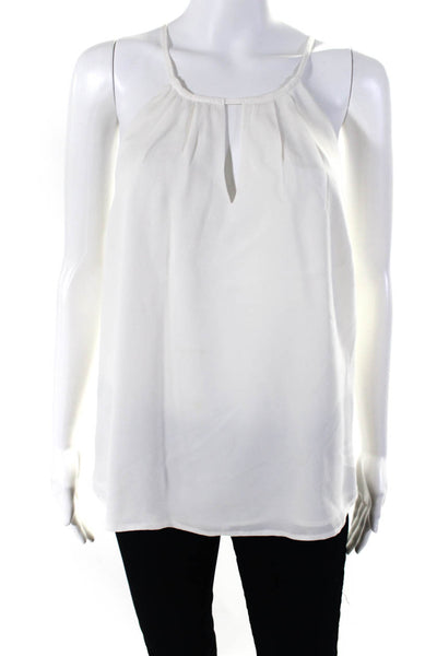 Joie Womens Silk Round Neck Sleeveless Front Cutout Blouse Top White Size XS