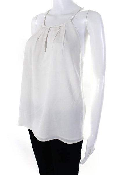 Joie Womens Silk Round Neck Sleeveless Front Cutout Blouse Top White Size XS