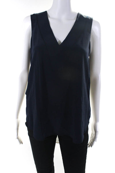 Derek Lam 10 Crosby Womens Silk Woven Sleeveless Overlay Blouse Top Blue Size 0