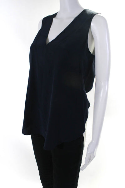 Derek Lam 10 Crosby Womens Silk Woven Sleeveless Overlay Blouse Top Blue Size 0