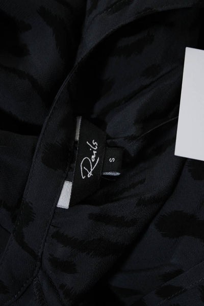 Rails Womens Animal Print V-Neck Long Sleeve Elastic Waist Dress Black Size S