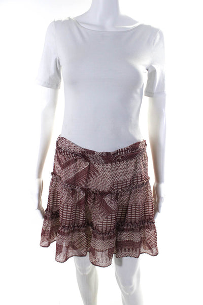 Rebecca Minkoff Womens Woven Printed A-Line Tiered A-Line Skirt Red Size 4