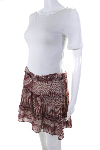 Rebecca Minkoff Womens Woven Printed A-Line Tiered A-Line Skirt Red Size 4