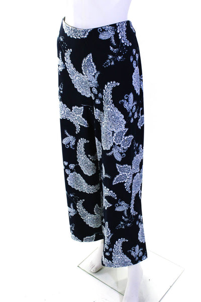 Boston Proper Womens Sleeveless Paisley Top Wide Leg Pants Set Navy Size Medium