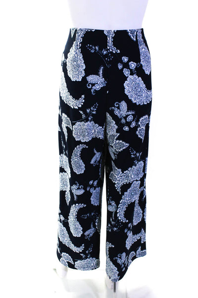 Boston Proper Womens Sleeveless Paisley Top Wide Leg Pants Set Navy Size Medium