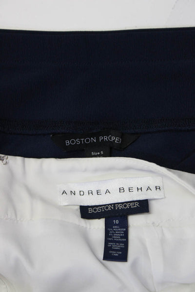 Boston Proper Womens Pencil Skirt Crop Pants White Navy Size 10 Small Lot 2