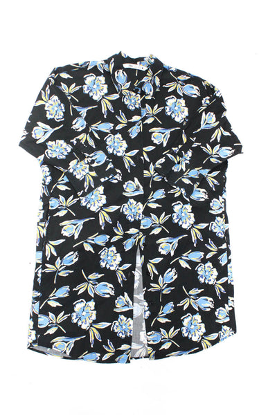 Zara Womens Dark Navy Floral Belted Collar Long Sleeve Shirt Dress Size XS lot 2
