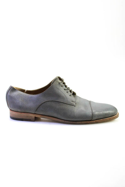 Hermes Mens Leather Lace Up Casual Oxford Shoes Gray Size 43