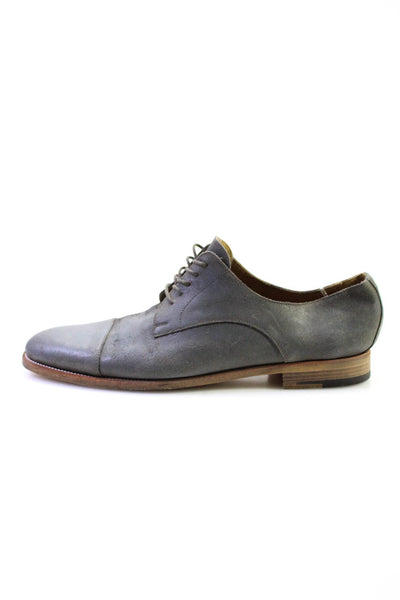 Hermes Mens Leather Lace Up Casual Oxford Shoes Gray Size 43