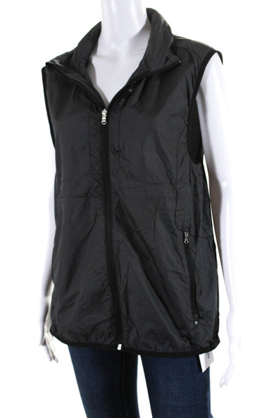 Ralph Lauren Unisex Adults Grid Print Hidden Hood Zip Up Vest Black Size M