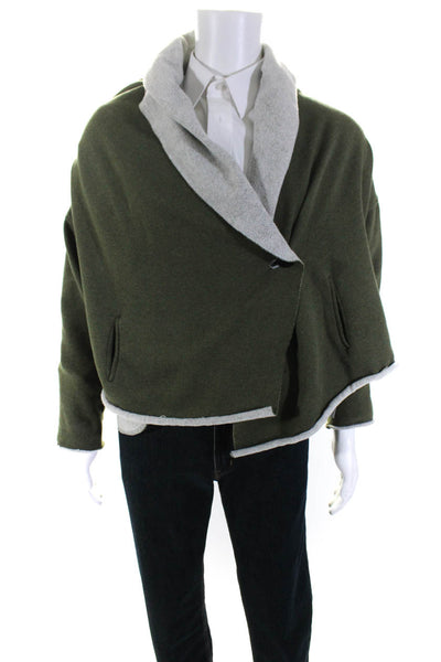 Walter Baker Womens Button Closure Hooded Sweater Green Cotton Size Small