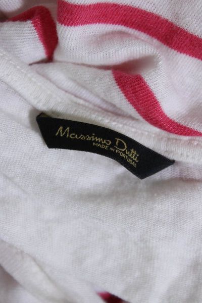 Massimo Dutti Womens Striped Long Sleeves Shirt White Pink Size Large