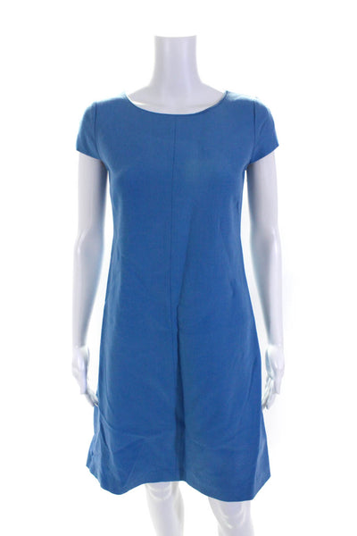 Agnona Womens Short Sleeves Sheath Dress Sky Blue Wool Size EUR 42