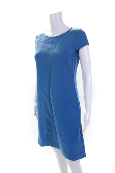 Agnona Womens Short Sleeves Sheath Dress Sky Blue Wool Size EUR 42