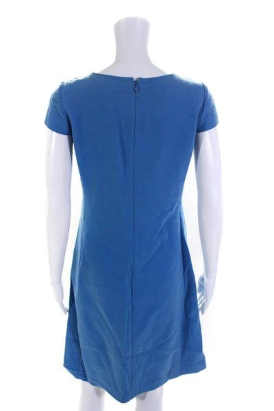 Agnona Womens Short Sleeves Sheath Dress Sky Blue Wool Size EUR 42