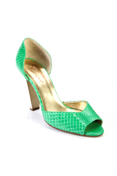 Steiger Womens Snakeskin Open Toe D'Orsay Pumps Green Size 8
