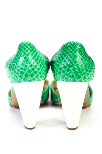 Steiger Womens Snakeskin Open Toe D'Orsay Pumps Green Size 8