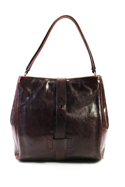 Yves Saint Laurent Womens Leather Slide Belt Closure Shoulder Handbag Brown