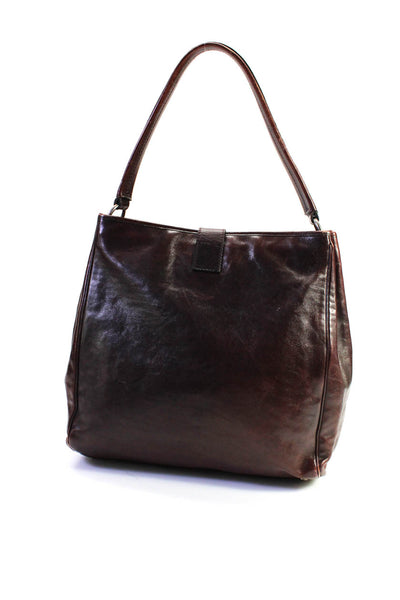 Yves Saint Laurent Womens Leather Slide Belt Closure Shoulder Handbag Brown