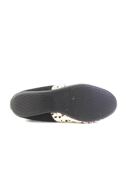 Yosi Samra Womens Suede Snakeskin Print Flat Scrunch Loafers Brown Black Size 6