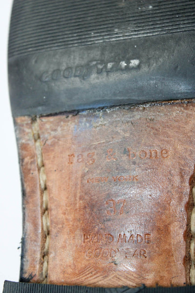Rag & Bone Womens Block Heel Double Strap Boots Black Leather Size 37
