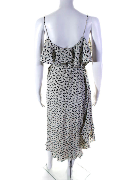 Zimmermann Women's Abstract Print V-Neck Ruffle Slip Dress White Size 1