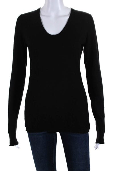 Inhabit Womens Thin Knit Scoop Neck Pullover Sweater Black Cashmere Size Small