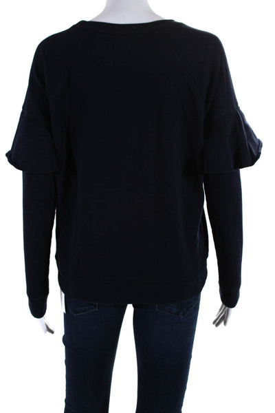 Lauren Ralph Lauren Womens Crew Neck Sweatshirt Navy Blue Cotton Size Small