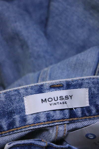 Moussy Womens Mid Rise Distressed Slim Crop Boyfriend Jeans Blue Size 26