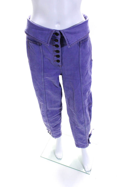Ulla Johnson Womens Buttoned Super High Rise Laced Ankle Jeans Purple Size 6