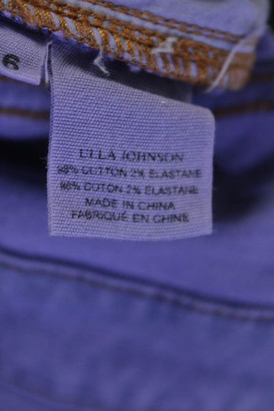 Ulla Johnson Womens Buttoned Super High Rise Laced Ankle Jeans Purple Size 6