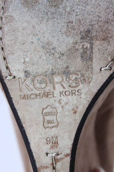 KORS Michael Kors Womens Suede Peep Toe Wedge Pumps Brown Size 9 Medium