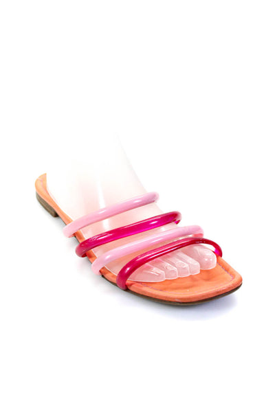 Circus by Sam Edelman Womens Round Toe Strappy Flat Slides Sandals Orange Size 9