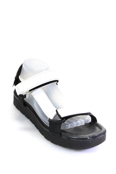 Marc Fisher Women's Open Toe Strappy Teva Rubber Sole Sandals White Black Size 9