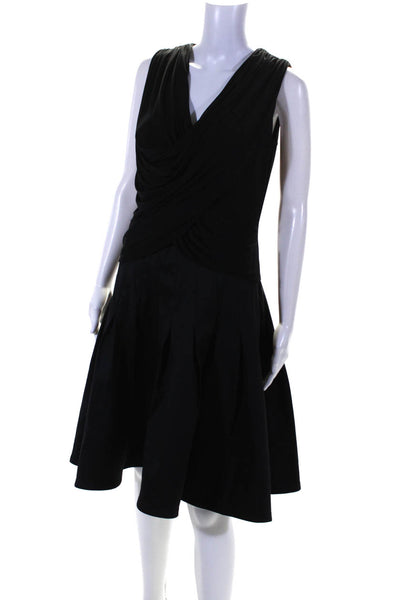 Tadashi Shoji Womens Back Zip Sleeveless V Neck A Line Dress Black Size 6
