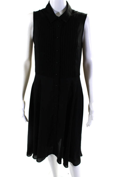 Nanette Lepore Womens Pintuck Sleeveless Shirt Sheath Dress Black Size 10