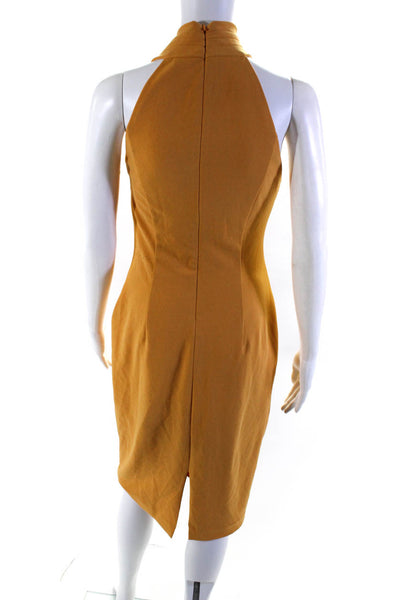 Rachel Rachel Roy Womens Halter Sleeveless Midi Sheath Dress Orange Size Small