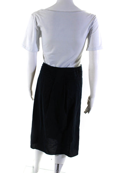 Vince Womens Inverted Pleat Twill Midi A Line Skirt Navy Blue Size 4