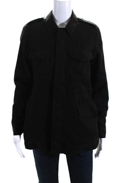 Sunday Best Womens Long Sleeved Anorak Buttoned Pocket Jacket Black Size 2XS