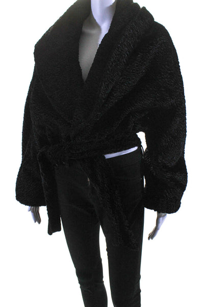 Gian Marco Venturi Women's Long Sleeve Tie Shawl Collar Jacket Black Size 40