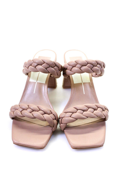 Dolce Vita Womens Paily Braid Faux Leather Block Heel Mules Sandals Beige Size 8