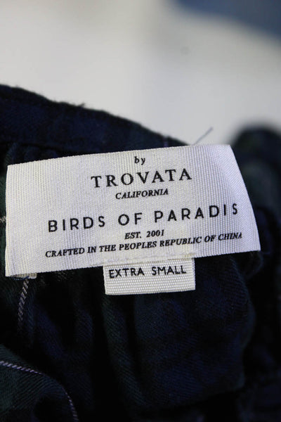 Birds of Paradis Womens Cotton Plaid Print Short Sleeve Shirt Multicolor Size XS