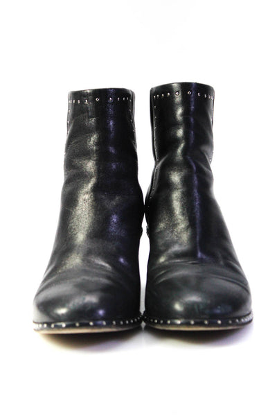 Rag & Bone Womens Leather Back Zip Studded Heeled Ankle Boots Black Size 7.5US