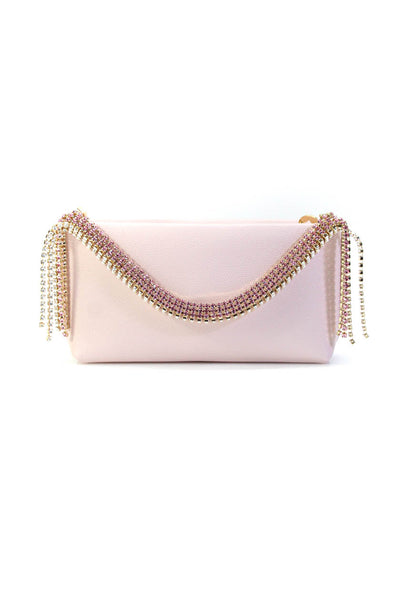 Rosantica Womens Leather Top Zip Gemstone Handle Small Top Handle Handbag Pink