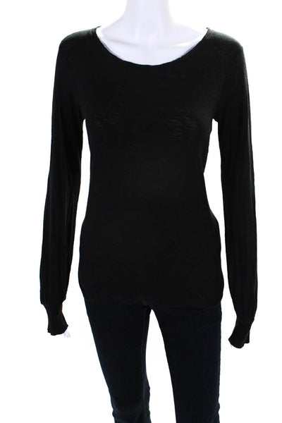 Nation LTD Womens Long Sleeve Scoop Neck Classic Tee Shirt Black Size Small