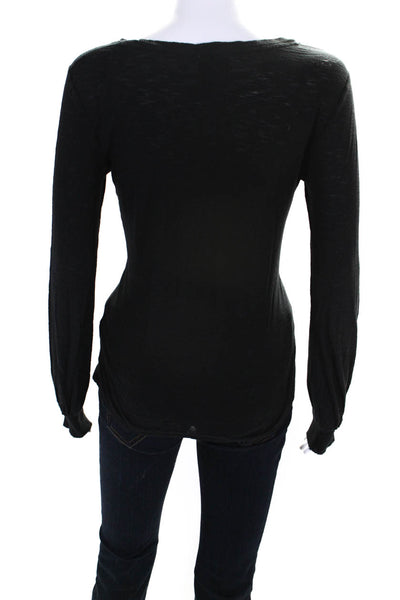 Nation LTD Womens Long Sleeve Scoop Neck Classic Tee Shirt Black Size Small